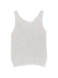 Panicale Ribbed-Trim V-Neck Tank Top — Beige