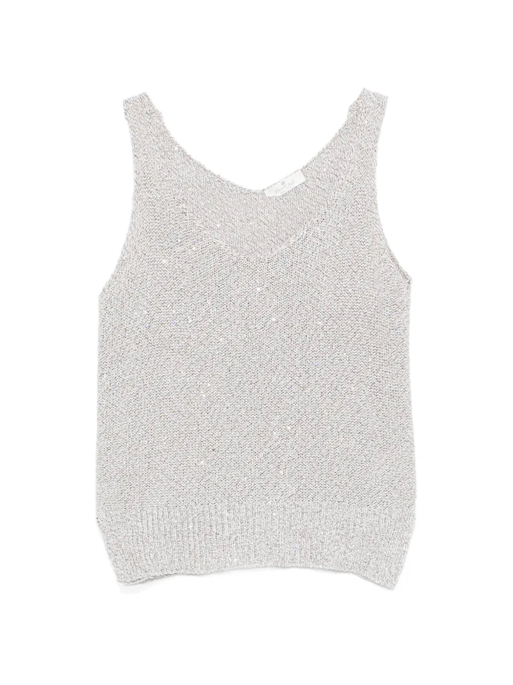 Panicale Ribbed-Trim V-Neck Tank Top — Beige