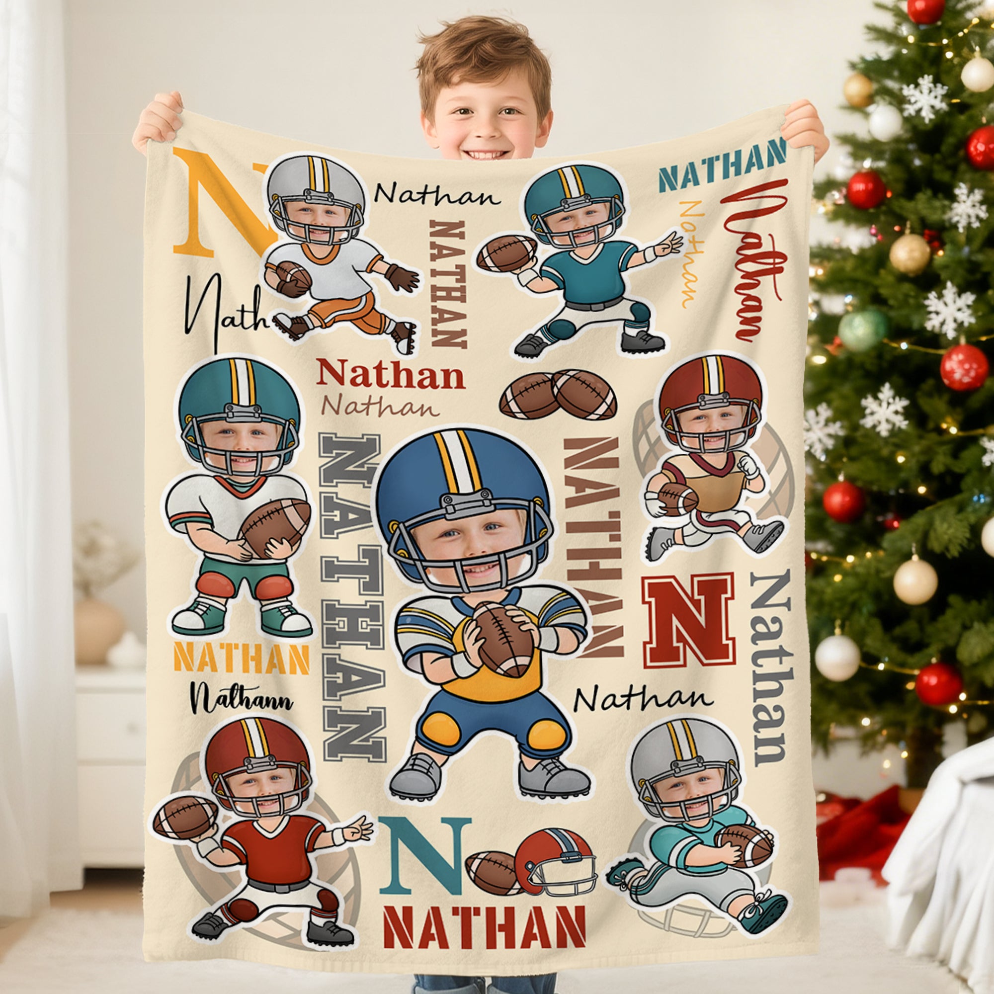 Manta de Béisbol Personalizada con Cara de Personaje de Dibujo Animado y Nombre Decoración del Hogar Regalo de Cumpleaños para los Amantes