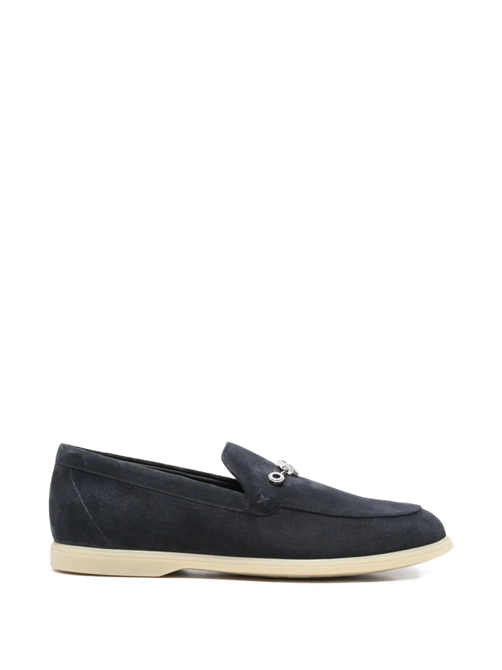 Stefano Ricci Logo-Plaque Suede Loafer — Navy