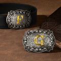 Hebilla de Cinturón Personalizada con Letra de Cowboy Vintage Regalo de Cumpleaños Aniversario para Amante del Oeste Vaquero Vaquera