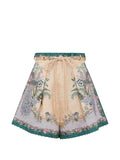 Zimmermann Floral Linen Shorts — Cream