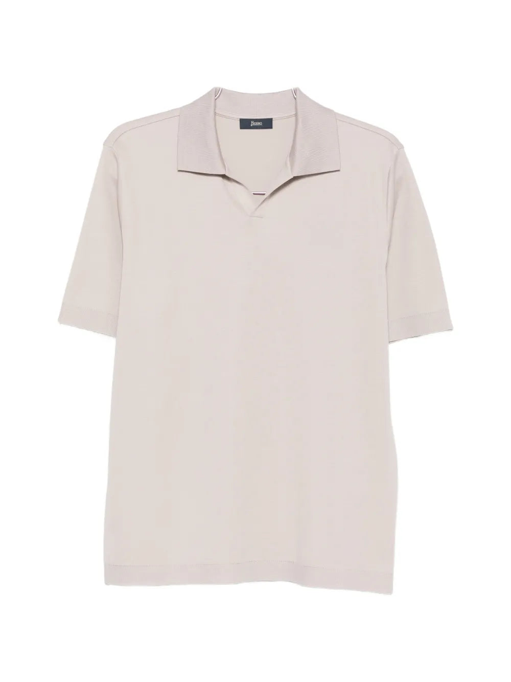 Herno Cotton Spread-Collar Polo — Beige