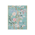 Sky Blue Chinoiserie Birds and Floral Scene Fine Art Poster