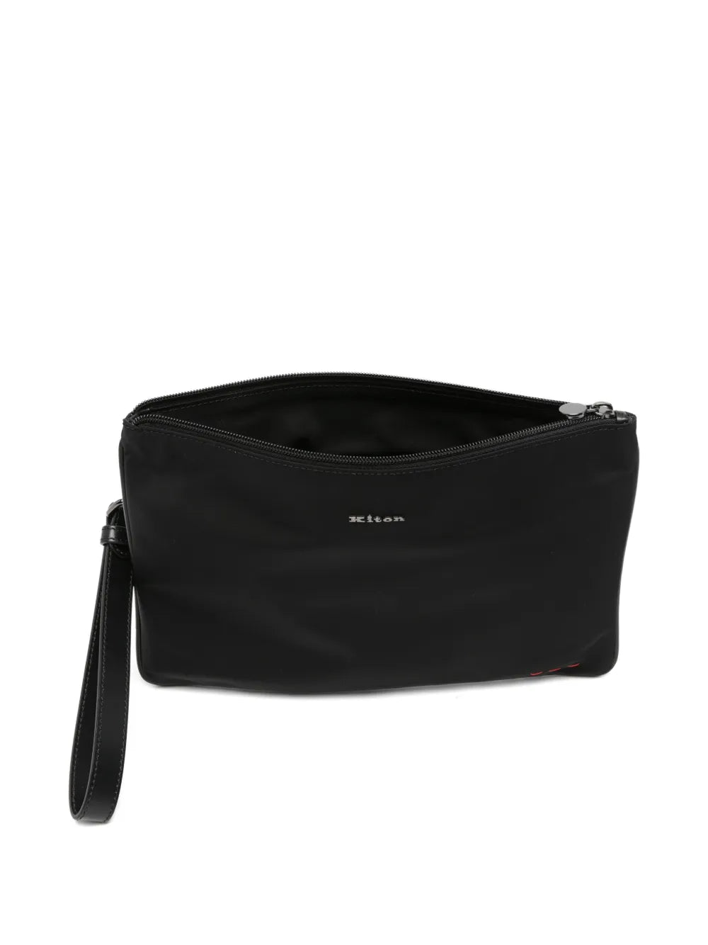 Kiton Logo-Plaque Zip-Top Clutch — Black