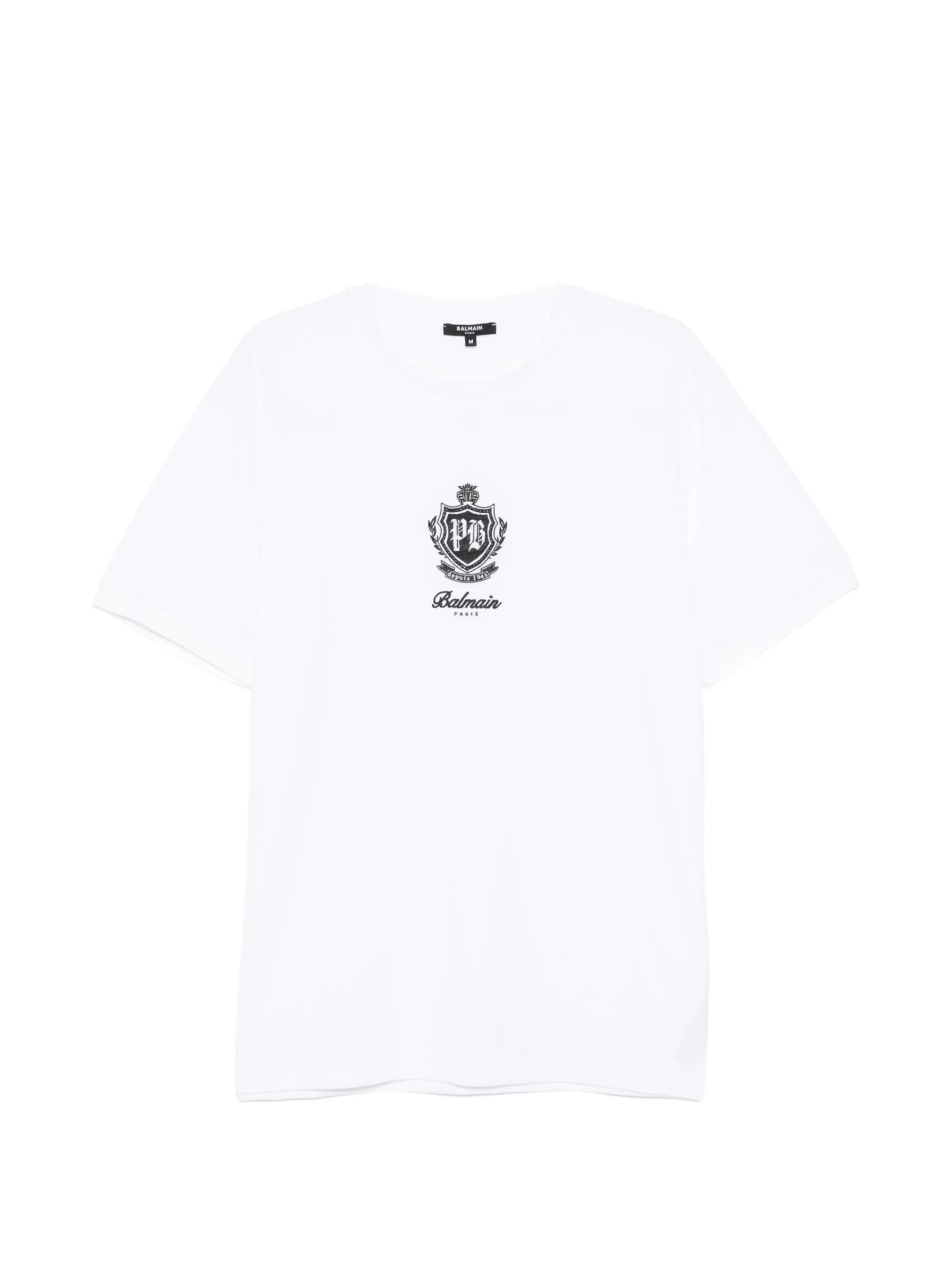 Balmain Logo-Embroidered Crew Neck T-Shirt — White