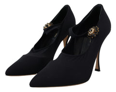 Women's Black Socks Stretch Crystal Pumps Shoes Leather