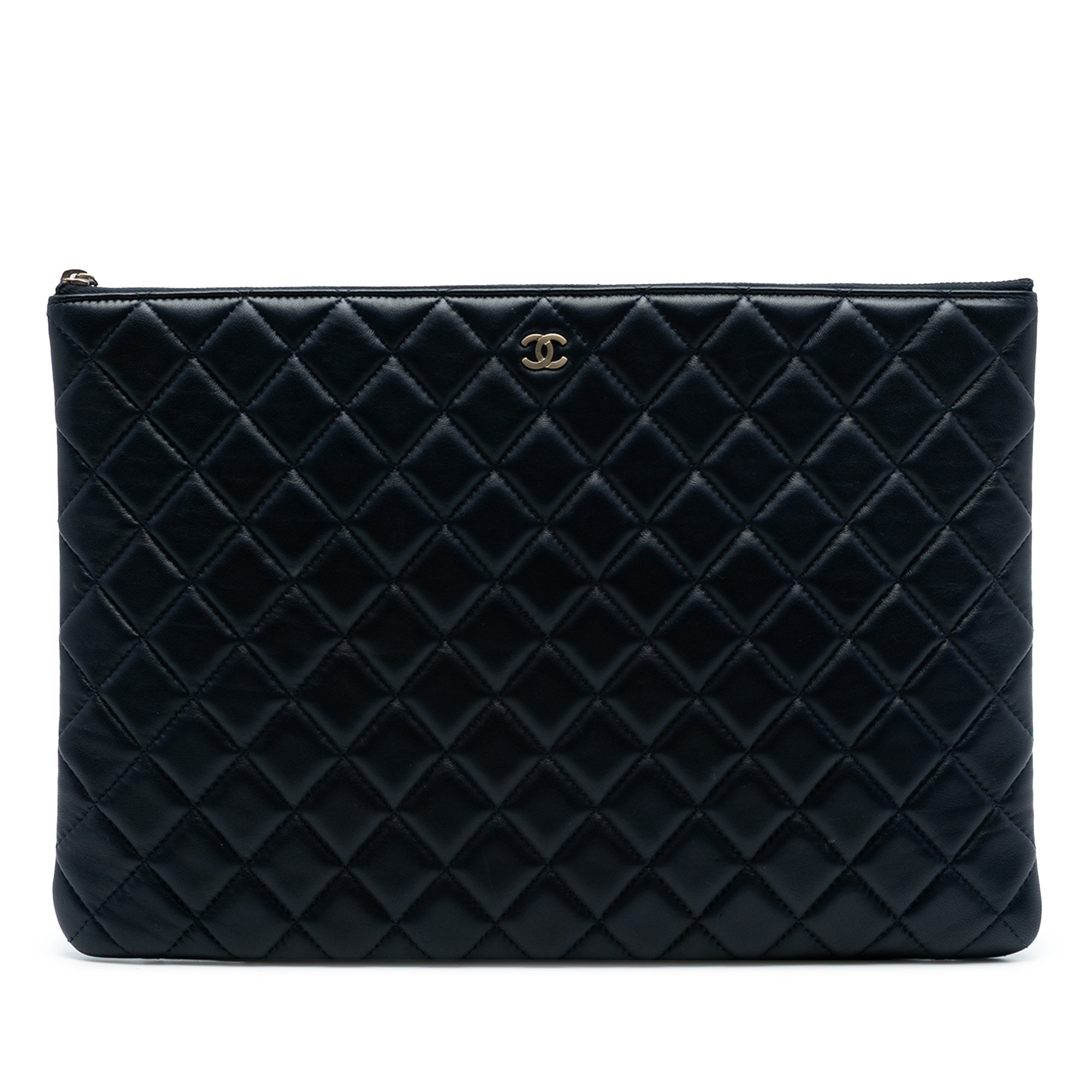 Large Quilted Lambskin O Case Clutch