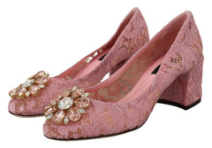 Women's Pink Taormina Lace Crystal Pumps Pastel Shoes Cotton
