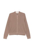 Peserico Ribbed-Knit Zip-Up Cardigan — Taupe