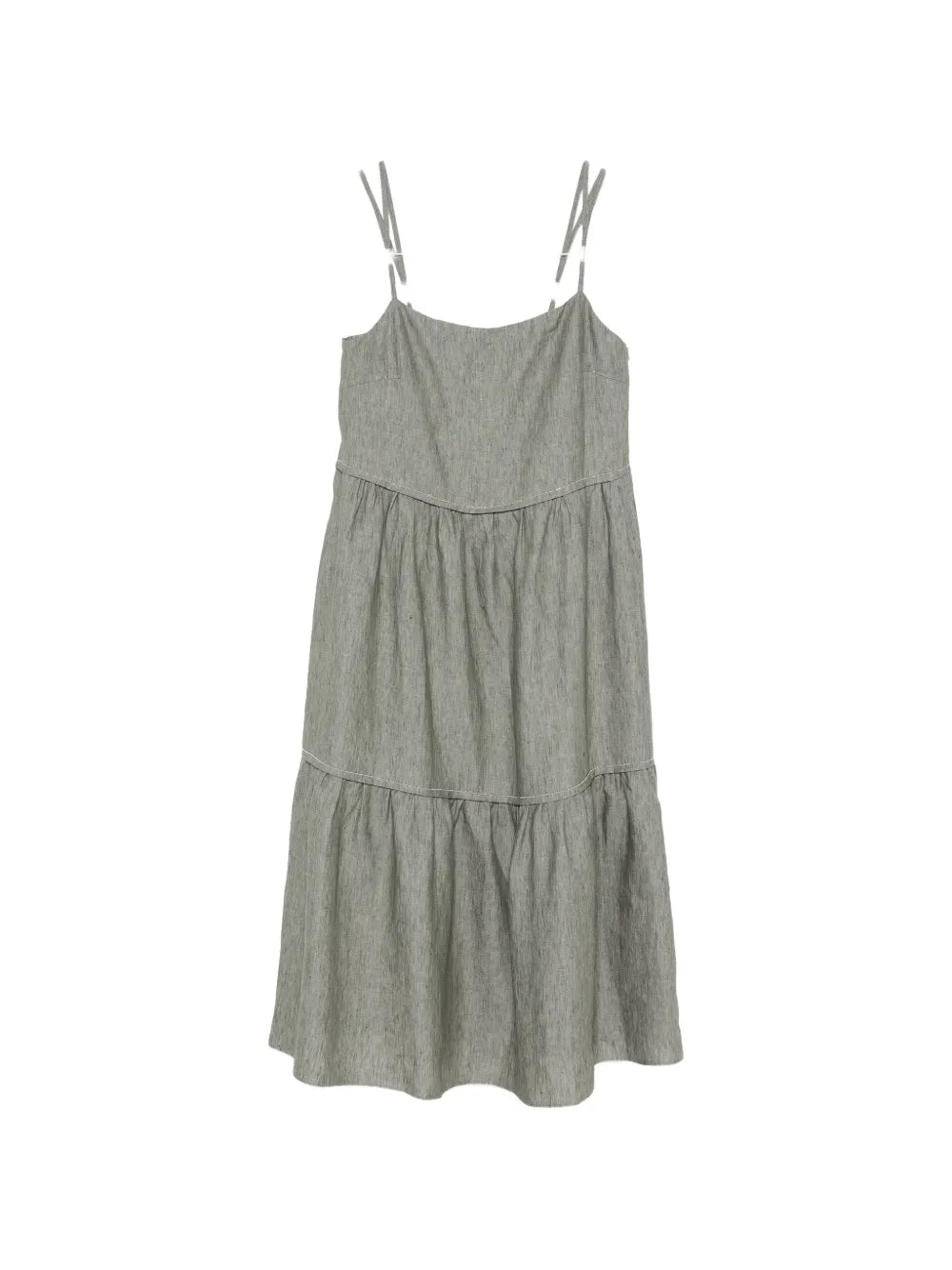 Peserico Tiered Linen Dress — Green