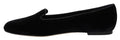 Women's Velvet Slip-On Flat Black Silk Viscose