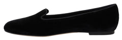 Women's Velvet Slip-On Flat Black Silk Viscose