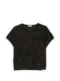Panicale Sequin-Embellished Floral-Embroidered T-Shirt — Black