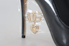 Women's Logo-Embellished Leather Pump Black Pvc