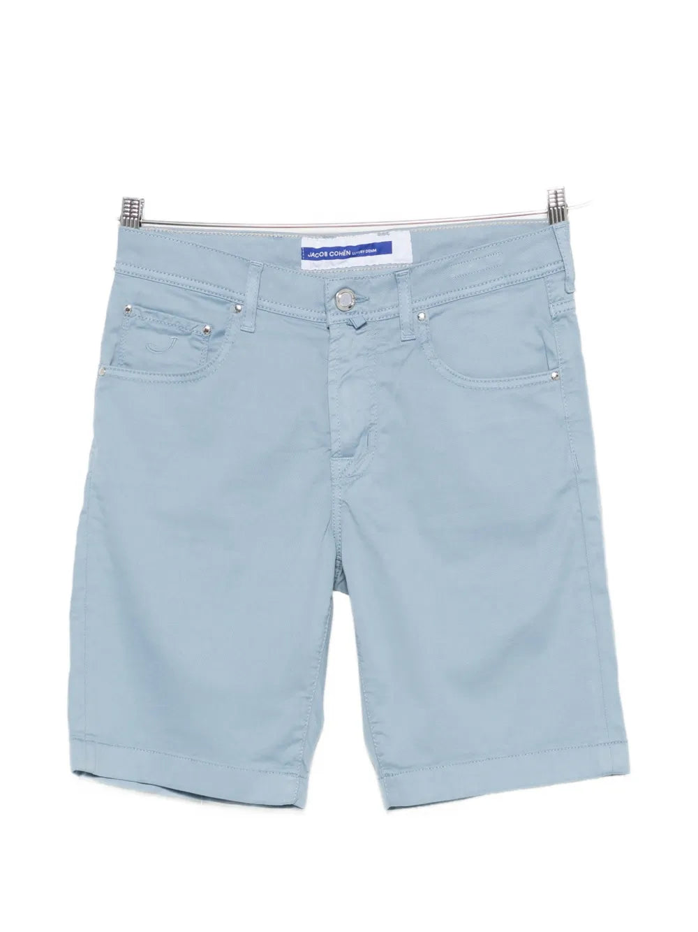 Jacob Cohen Logo-Patch Five-Pocket Cotton-Lyocell Shorts — Light Blue