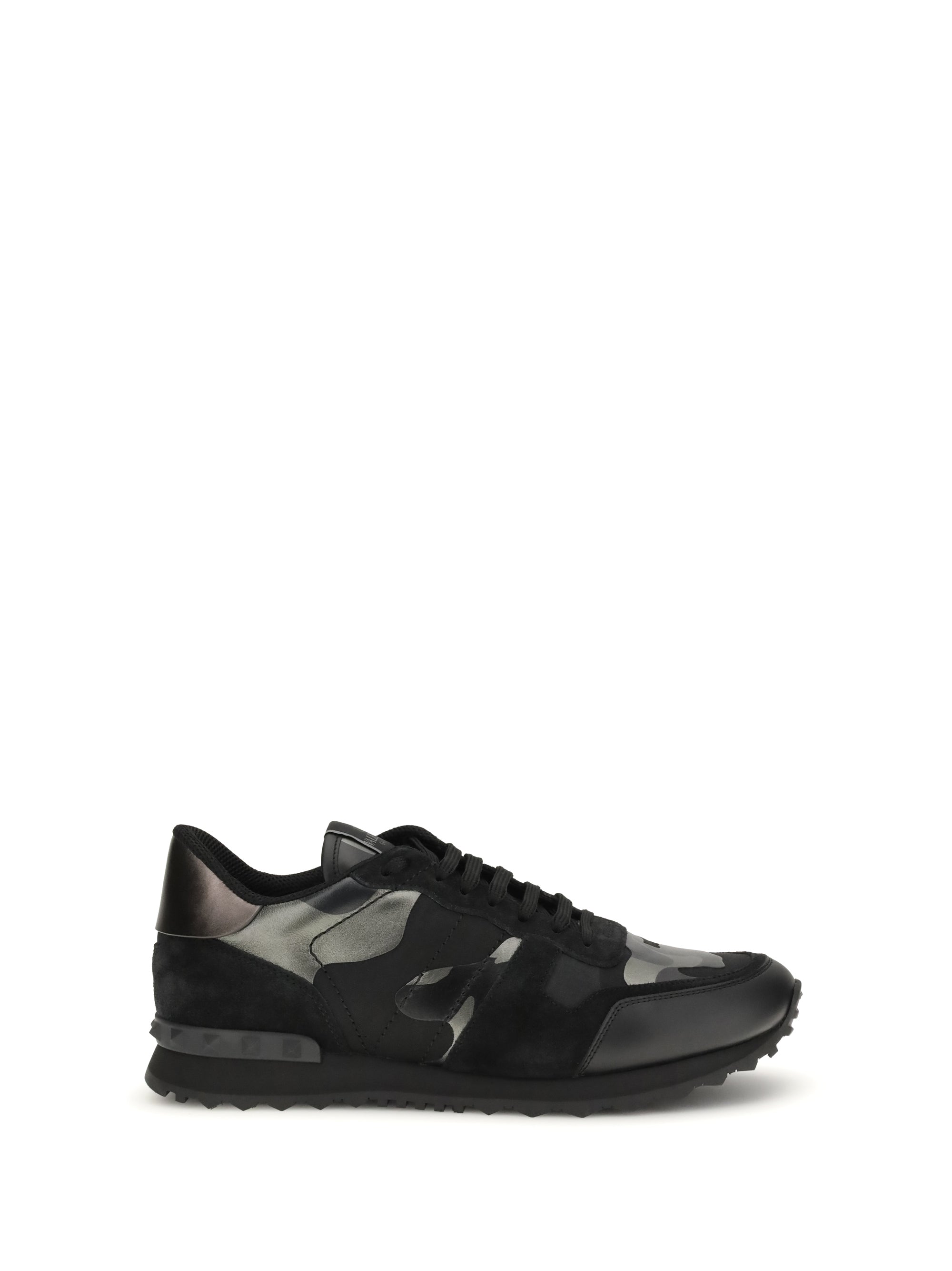 Valentino Garavani Leather Mix with Rockstud Detail Sneaker — Black