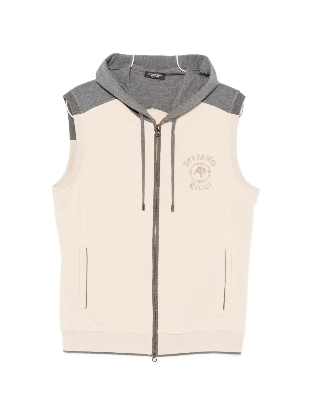 Stefano Ricci Logo-Embroidered Hoodie — Beige