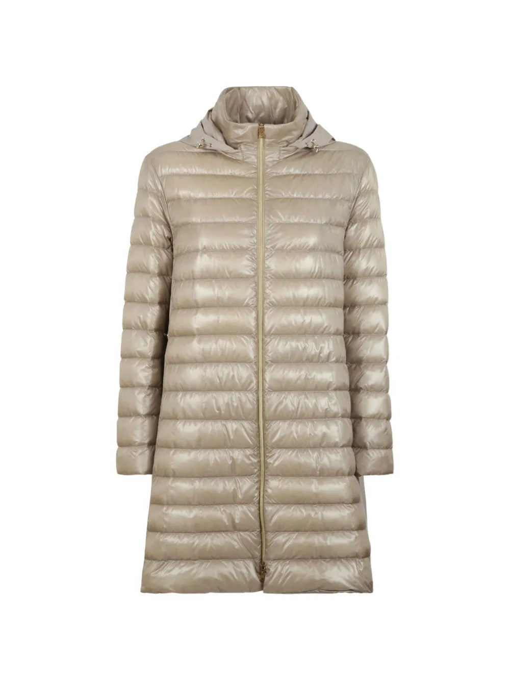 Herno Quilted Detachable-Hood Down Jacket — Beige