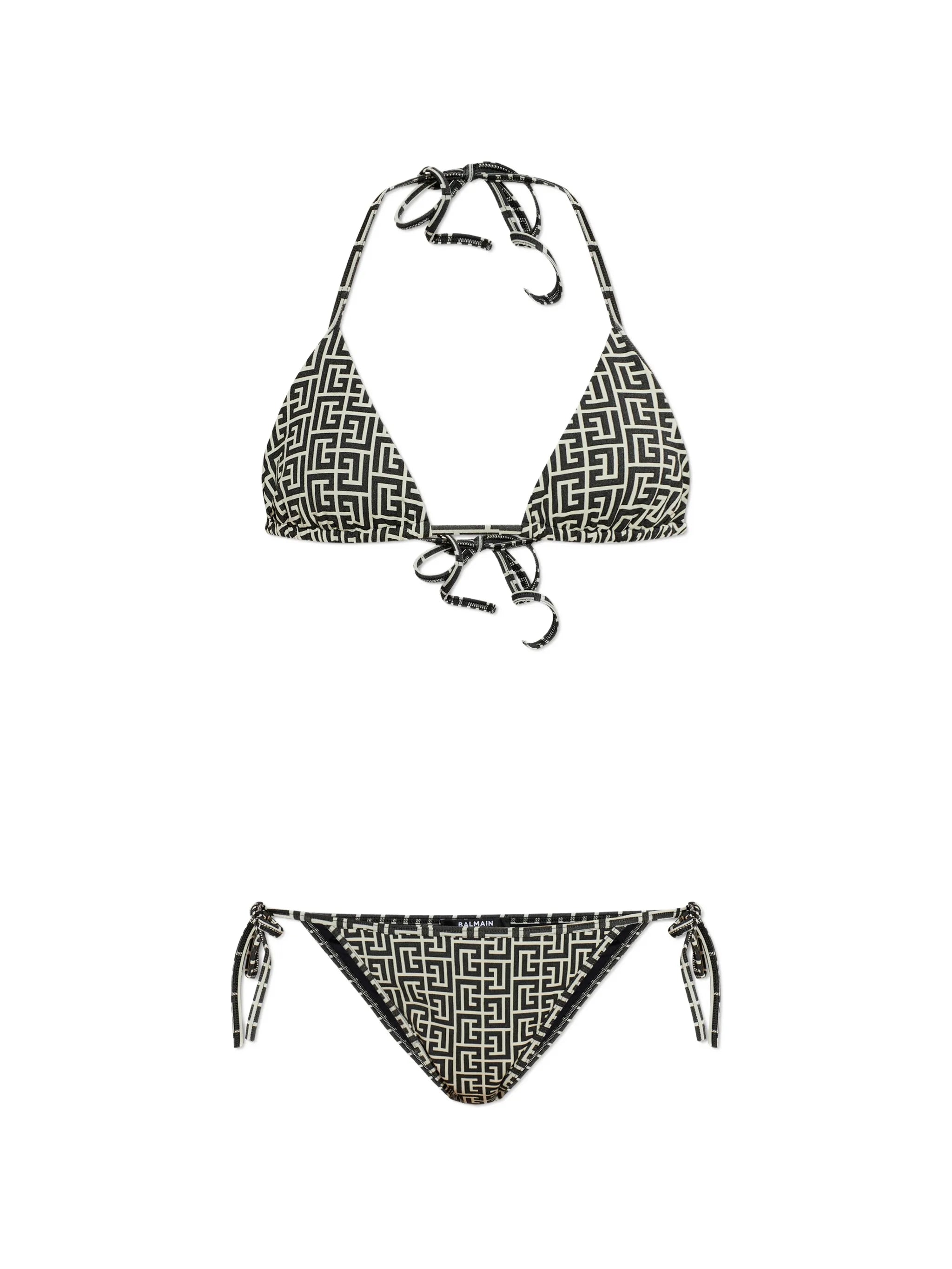 Balmain Labirinto-Print Bikini — Black
