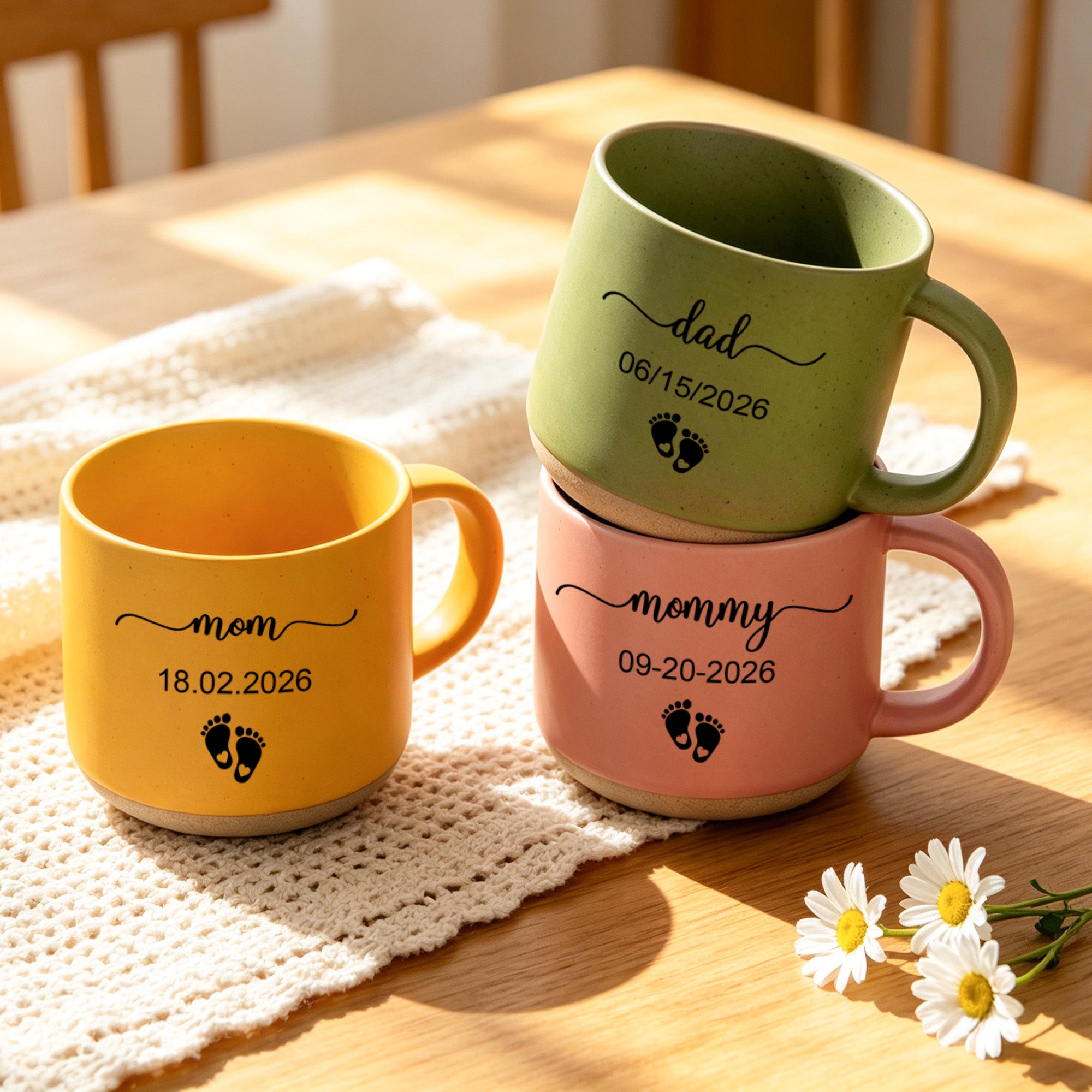 Taza de cerámica personalizada de 12 oz con título y fecha Uso diario Día de la Madre Día del Padre Regalo para mamá Papá