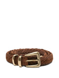 Eleventy Braided Suede Belt — Brown