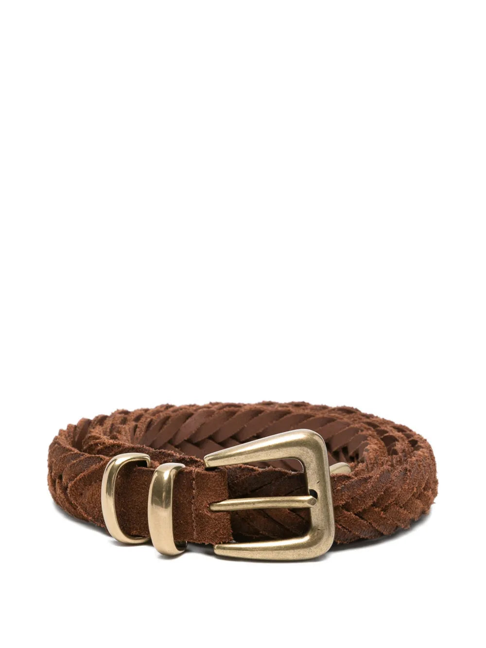 Eleventy Braided Suede Belt — Brown