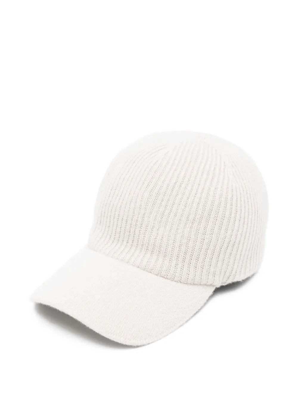 Eleventy Ribbed-Knit Cashmere Baseball Cap — White