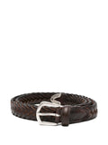 Eleventy Braided Leather Belt — Brown