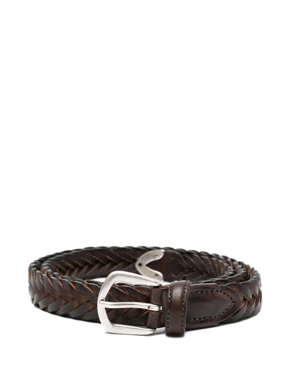Eleventy Braided Leather Belt — Brown