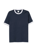 Eleventy Contrast-Trim Crew Neck T-Shirt — Navy