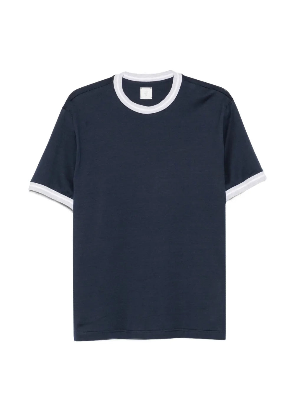 Eleventy Contrast-Trim Crew Neck T-Shirt — Navy