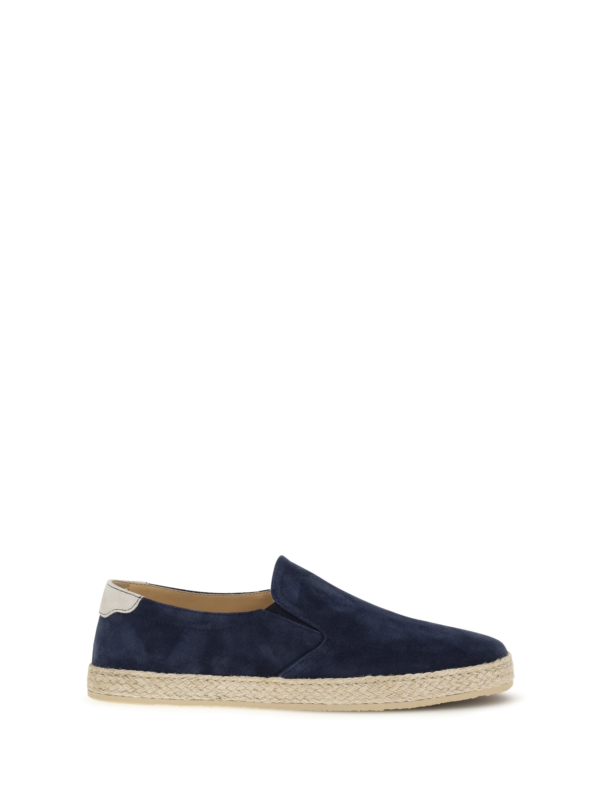 Brunello Cucinelli Suede Slip-On Sneakers — Navy
