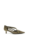 Prada Canvas Kitten-Heel Pump — Beige