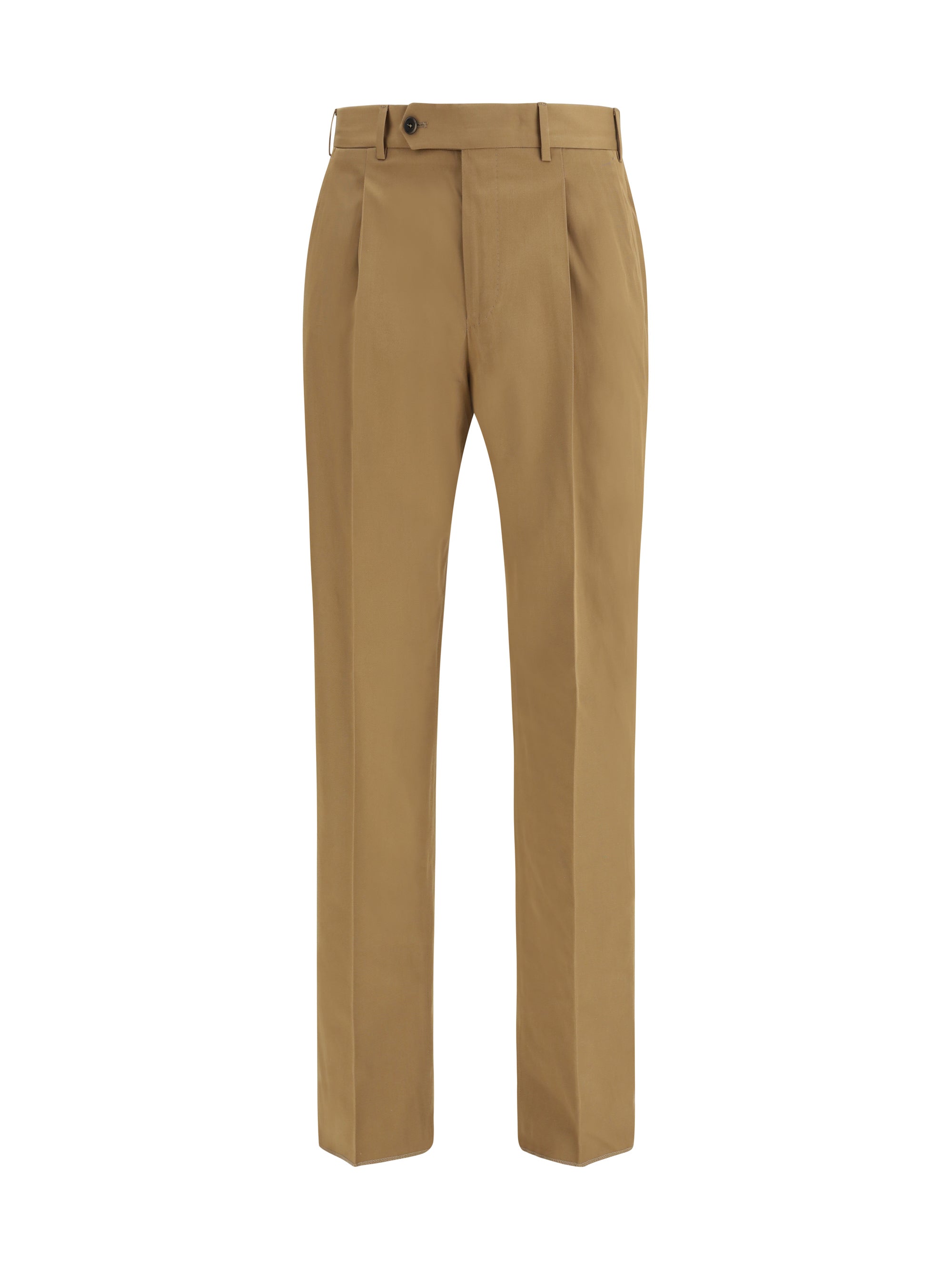 Pt Torino Cotton-Silk Blend Trousers — Brown