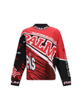 Palm Angels Racing-Inspired Graphics Long-Sleeved T-Shirt — Red
