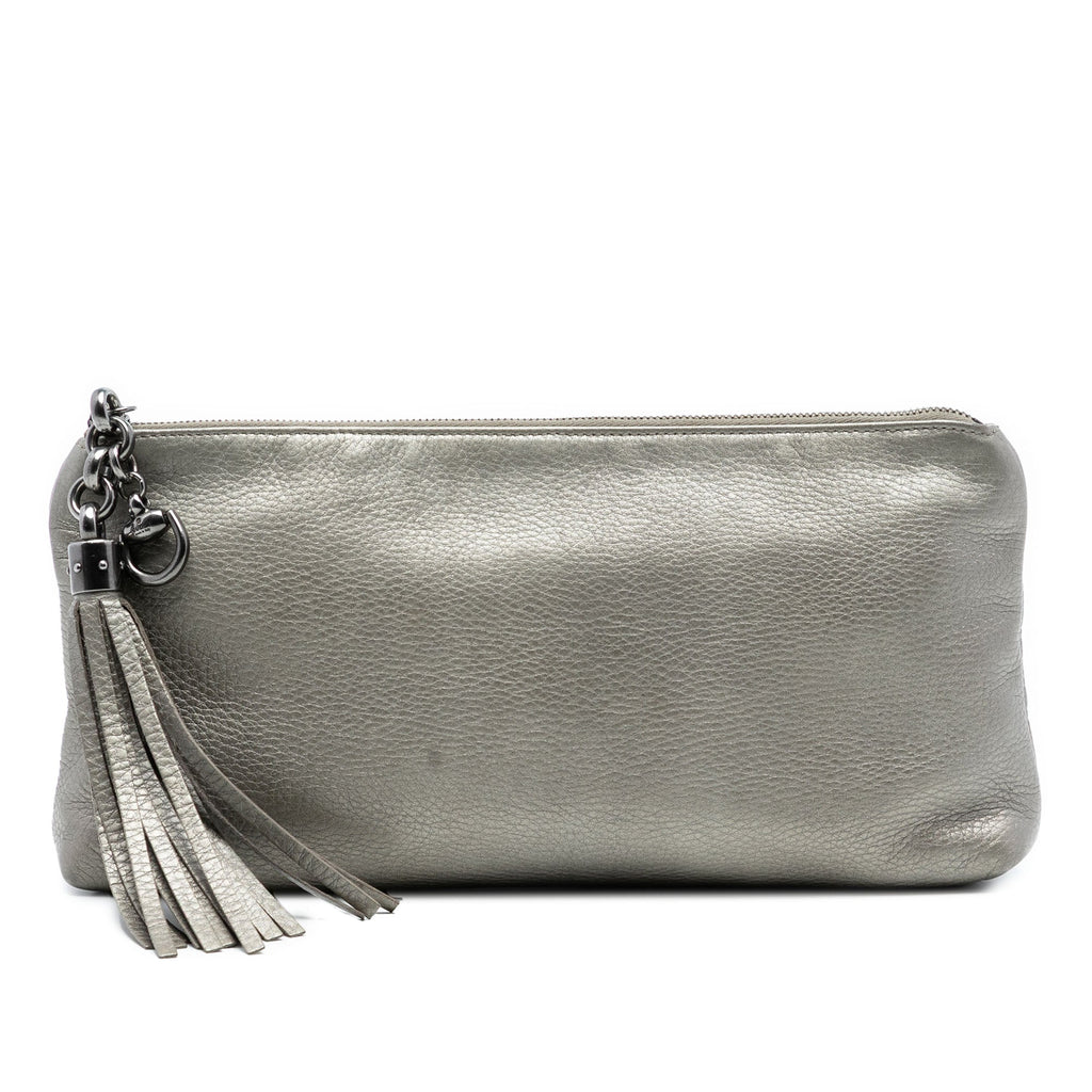Metallic Leather Sienna Tassel Clutch