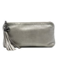 Metallic Leather Sienna Tassel Clutch