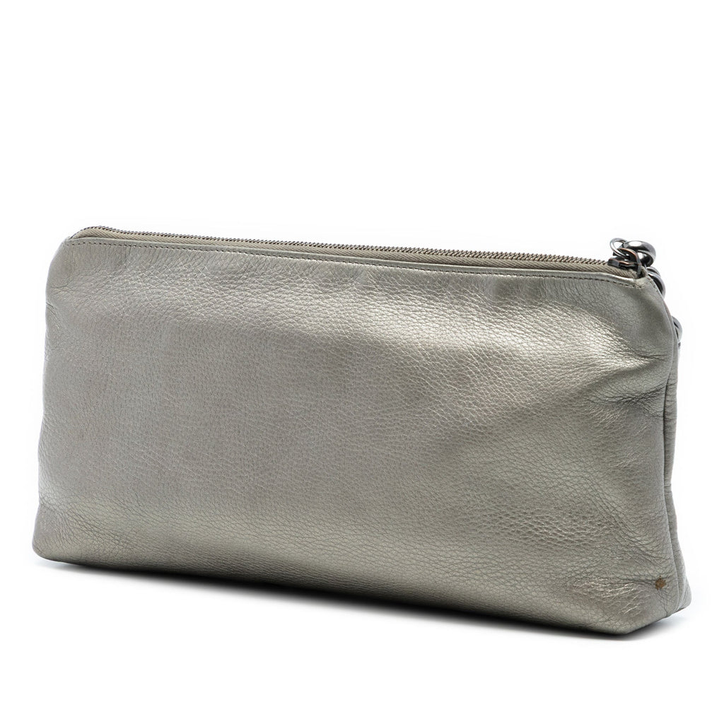 Metallic Leather Sienna Tassel Clutch
