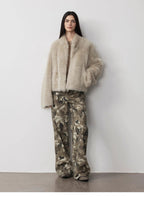 Camouflage Charm  Cool, Trendy, Unique, and Personalized Original Camouflage Print Washed Loose Straight-Leg Denim Jeans