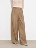 Workplace Ladies Fashionable drapey single pleat skinny wide-leg mid-low waist casual pants for women