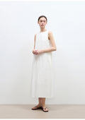 Deyanuo hemp three-dimensional hourglass sleeveless round neck loose slim dress for women