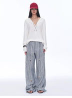 Free Afterglow Retro style linen wide-leg casual pants