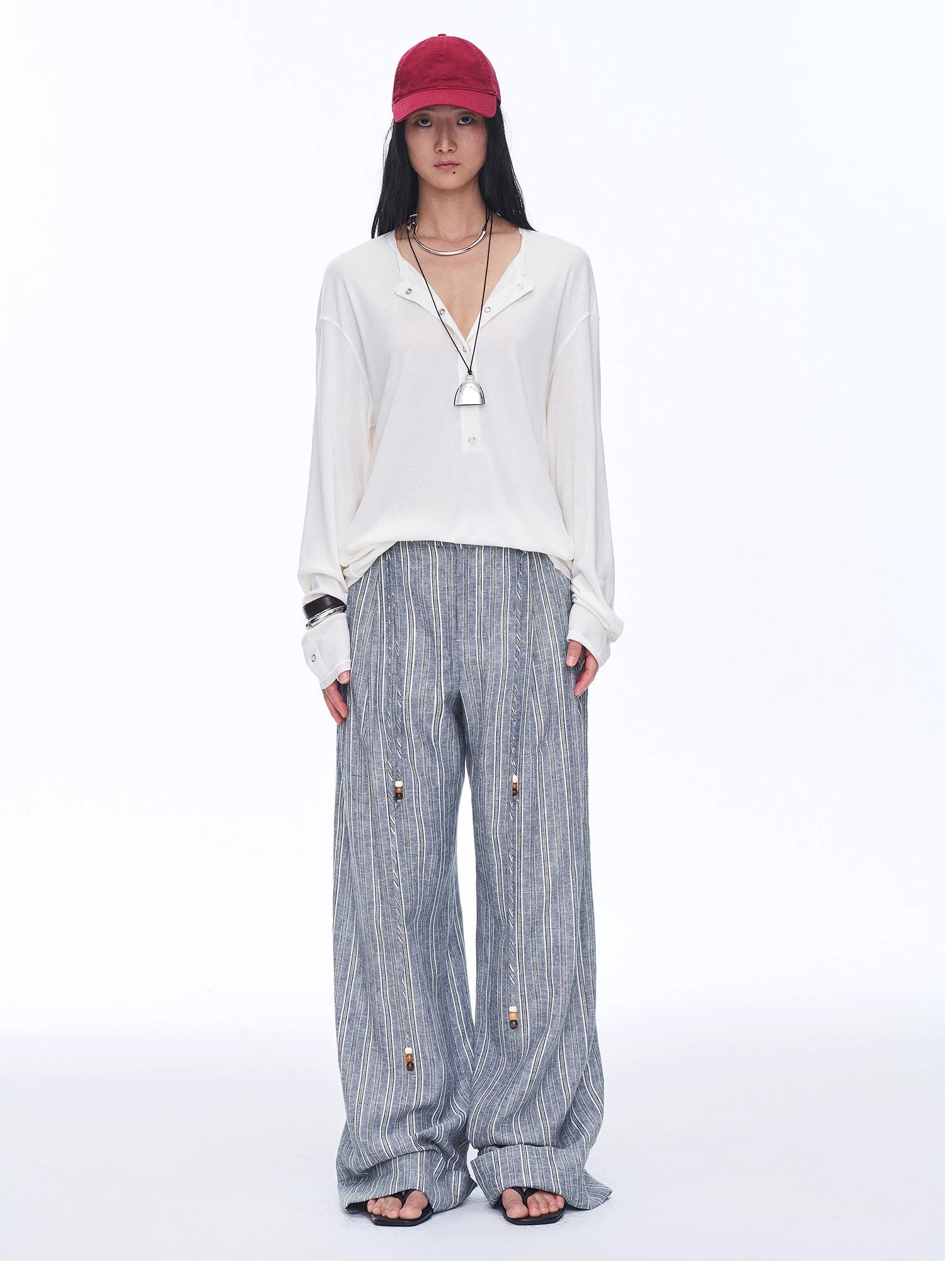 Free Afterglow Retro style linen wide-leg casual pants