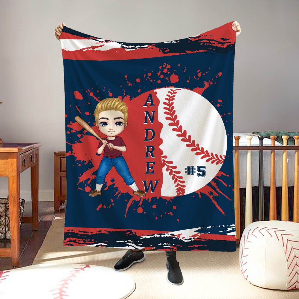Manta blanda personalizada multicolor de béisbol con nombre y número Decoración del hogar Regalo de cumpleaños para la familia Entusiastas del béisbol