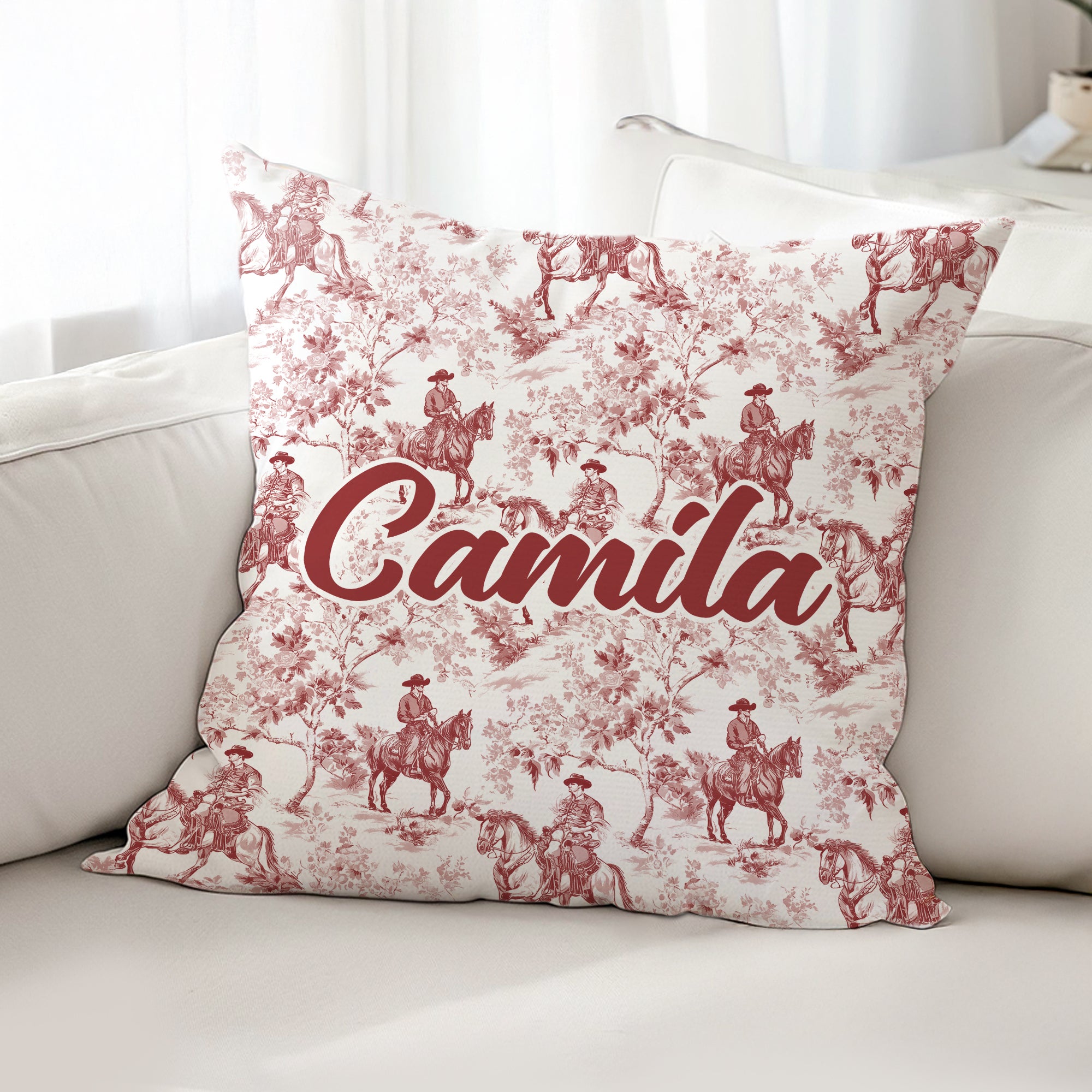 Personalizada Retro Vaquero Occidental Planta Textura Suave Almohada Funda con Nombre Decoración del Hogar Cumpleaños Regalo para Amigos de la Familia