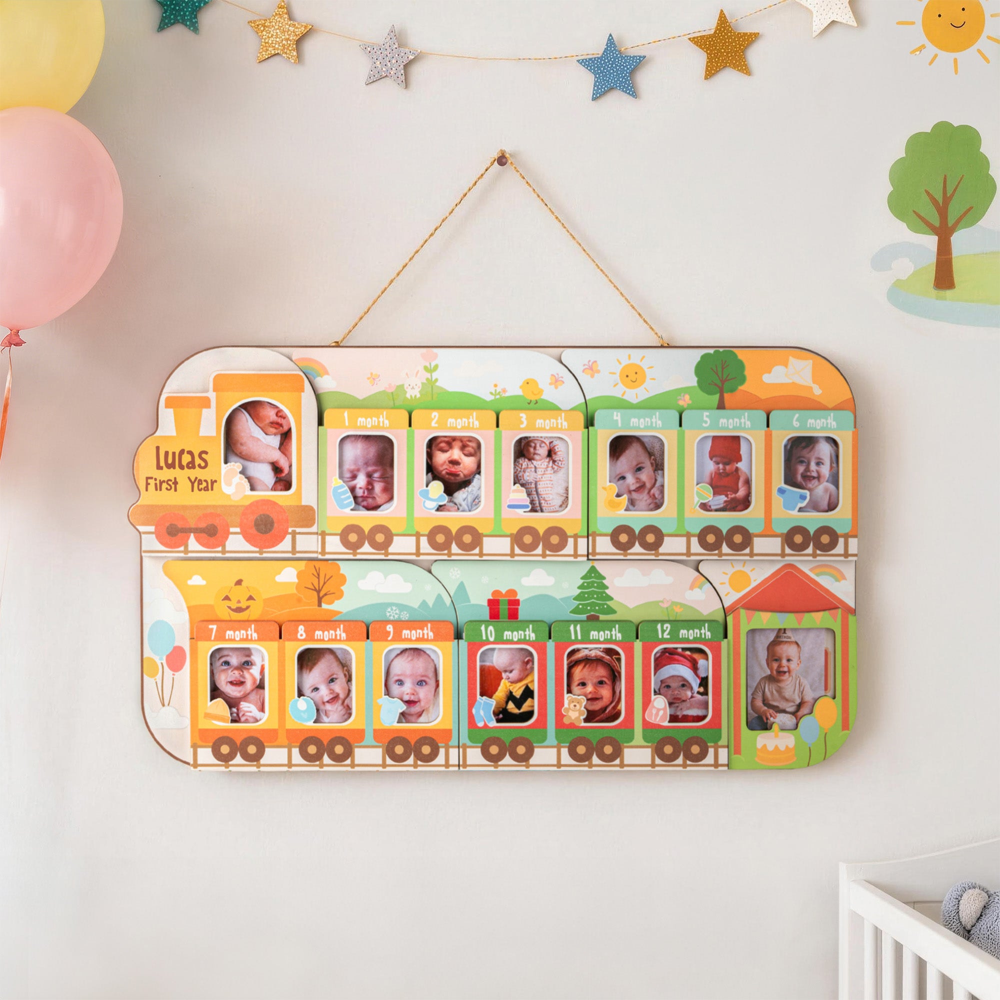 Marco de fotos de madera personalizado con el nombre del bebé decoración de pared conmemorativa primer regalo de cumpleaños para bebés