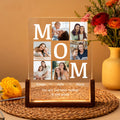 Personalizada 6 Fotos Acrílico LED Luz de Noche con Base de Madera Título Texto y Nombre Cumpleaños Aniversario Regalo para Mamá Papá Abuelos