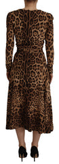 Women's Brown Leopard Wrap A-Line Maxi Viscose Dress
