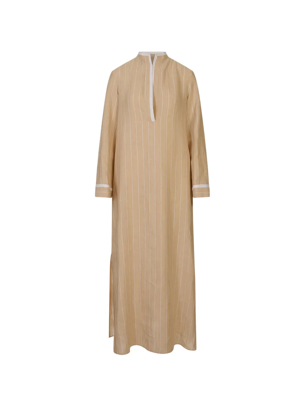 Kiton Pinstriped Dress — Beige